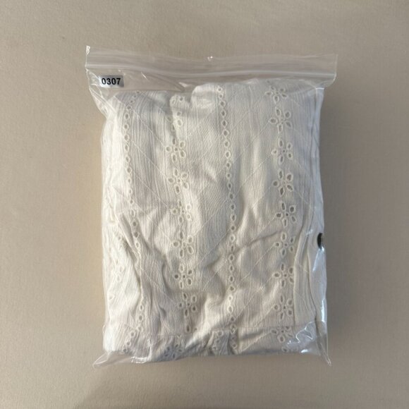 Brave Soul M White Eyelet Embroidered Cutout Tie-Back Button Midi Dress - Picture 12 of 12